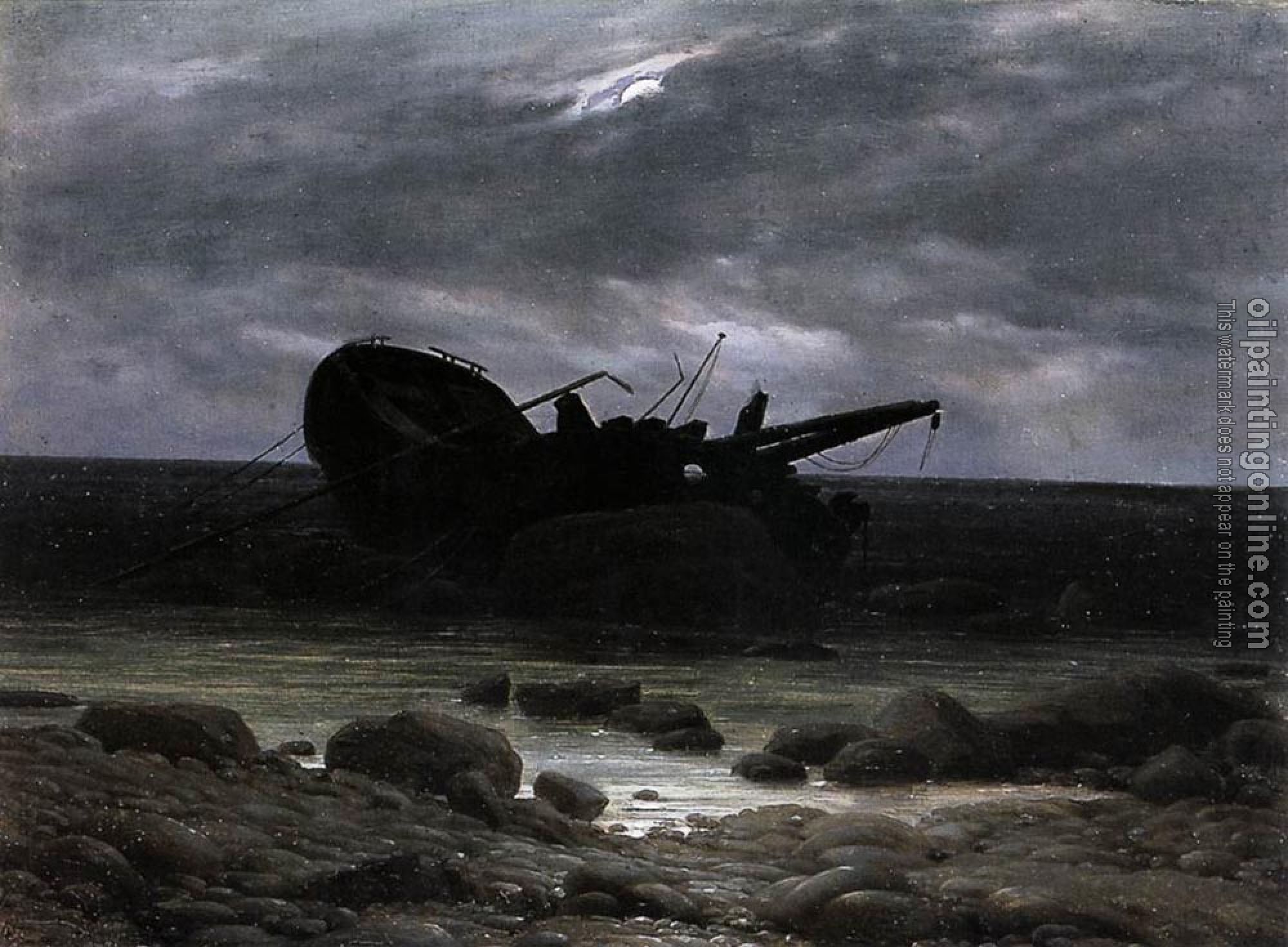 Friedrich, Caspar David - Wreck In The Moonlight